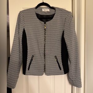 Calvin Klein Chevron White And Black Jacket Size 12